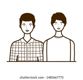 silhouette of men on white background