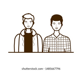 silhouette of men on white background