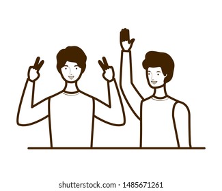 silhouette of men on white background