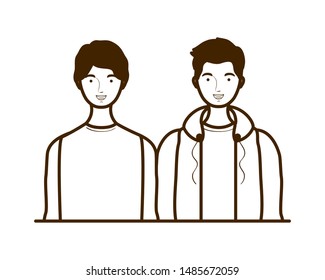silhouette of men on white background