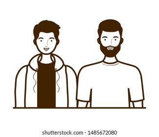 silhouette of men on white background