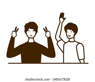 silhouette of men on white background
