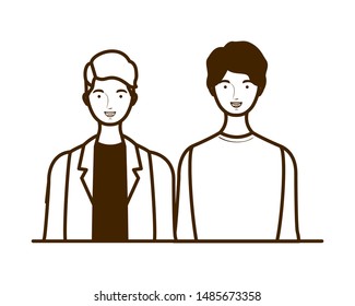 silhouette of men on white background