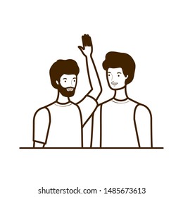 silhouette of men on white background