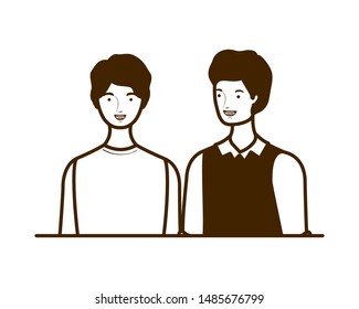silhouette of men on white background