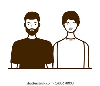 silhouette of men on white background