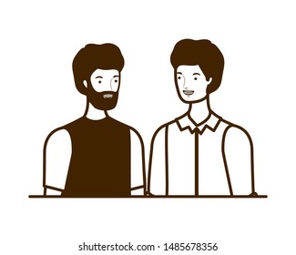 silhouette of men on white background