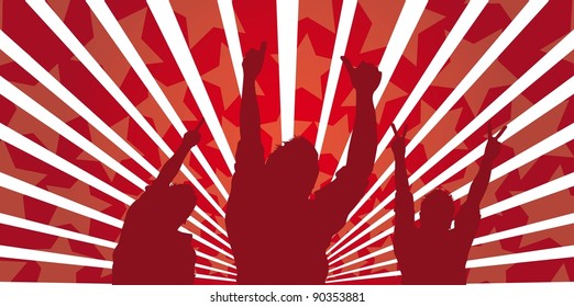 silhouette men over red background. vector illustration