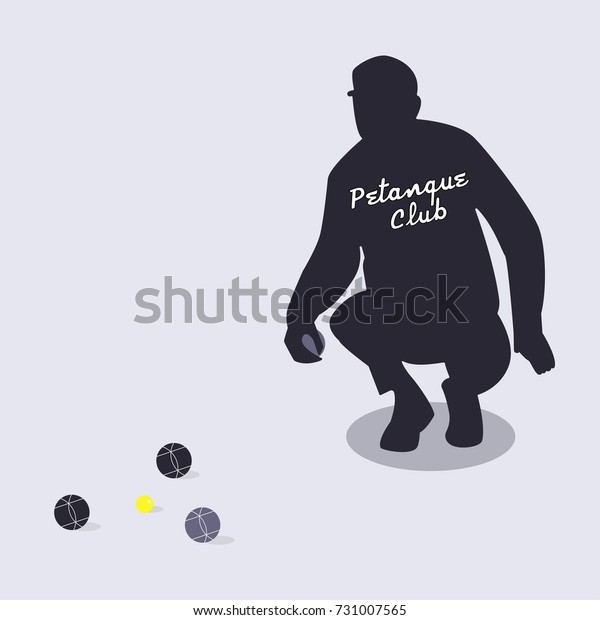 Silhouette of men playing an old french game bocce,\
boche and petanque. Eps\
10