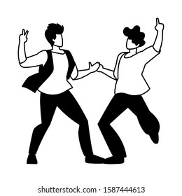 silhouette of men in pose of dancing on white background vector illustration design
