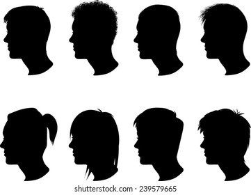 Silhouette Men Profile - Illustration - Vector Image