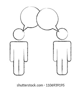 silhouette of men with speech bubble isolated icon