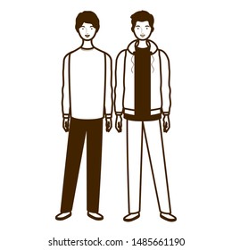 silhouette of men standing on white background