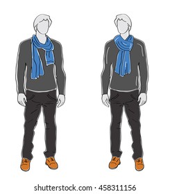 silhouette of men in stylish clothes. vector illustration..