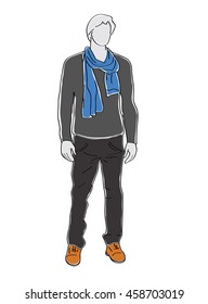silhouette of men in stylish clothes. vector illustration.