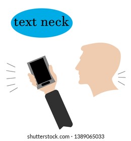 Silhouette of men watching the smartphone,text neck syndrome.vector illustration