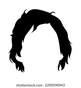 silhouette of men's hairstyles. cool wavy hair. isolated on white background.