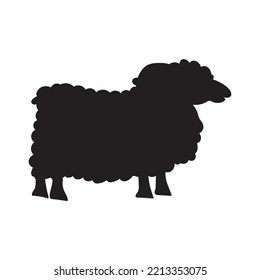 Silhouette. Merino sheep. Vector icon on white background.