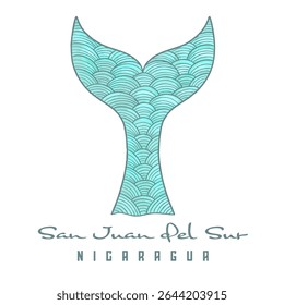 Silhueta do rabo da sereia. San Juan del Sur Beach, cartão da Nicarágua.