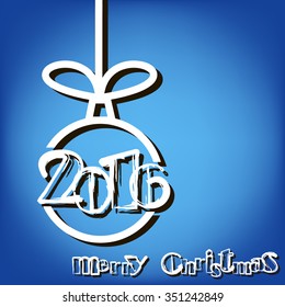 Silhouette Merry christmas 2016 year and Christmas ball