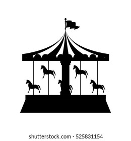 silhouette merry Go Round with horses