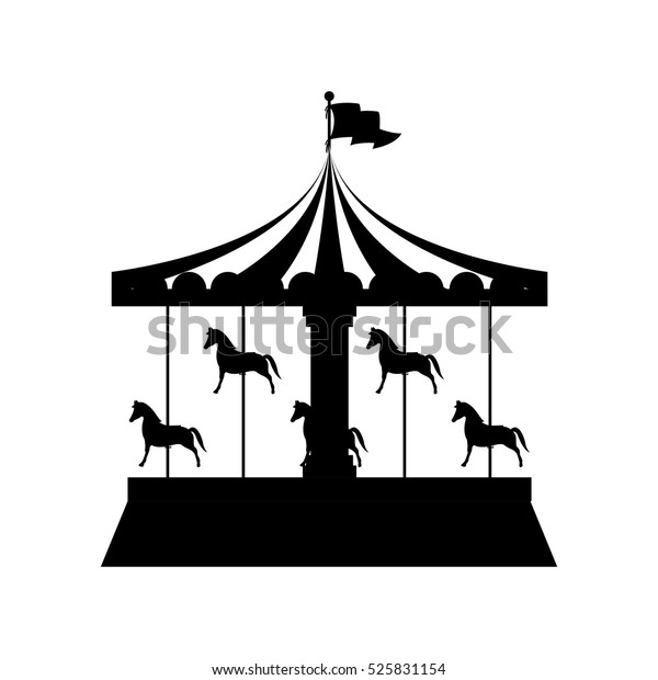 Silhouette Merry Go Round Horses のベクター画像素材 ロイヤリティフリー