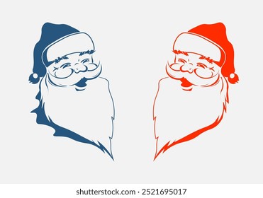 Silhouette of a merry Santa Claus red and green color set