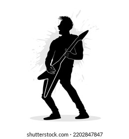Silhouette of a metal guitarist. Vector illustration