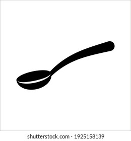 Silhouette of a metal spoon icon on white background. color editable