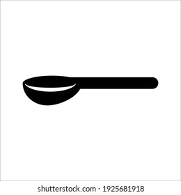 Silhouette of a metal spoon icon on white background. color editable
