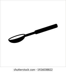 Silhouette of a metal spoon icon on white background. color editable