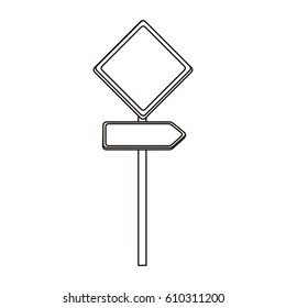 silhouette metallic diamond shape traffic sign with direction board set vector illustration