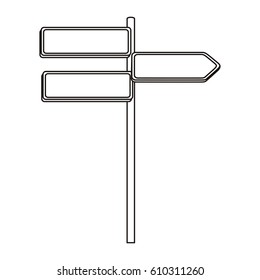 silhouette metallic direction board and set sign post vector illustration
