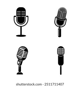 silhouette mic bundle set vector