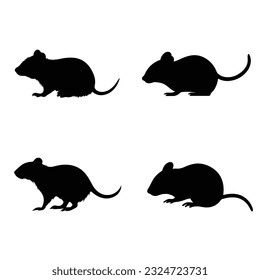 Silhouette mice, Rat and mouse collection, vector isolated 