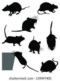 Silhouette of mice, vector