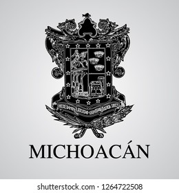 Silhouette of Michoacan Coat of Arms. Mexican State. Vector illustration