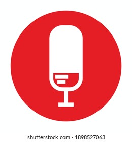 silhouette microphone with two stripes - microphone with two stripes white illustrations - microphone with two stripes isolated on red circle