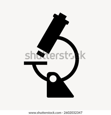 Silhouette of a microscope. Simple microscope icon. Black microscope symbol on a white background. Laboratory equipment illustration. User interface icon vector.