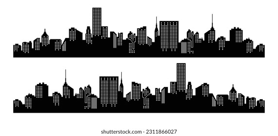 Silhouette of midtown Manhattan skyline.
Modern flat city architecture urban city landscape	
