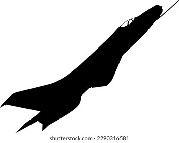 Silhouette military aircraft on a white background.
