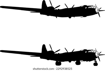 Silhouette military aircraft on a white background.