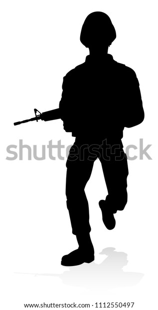 Silhouette Military Armed Forces Army Soldier Stock Vector (Royalty ...