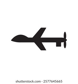 Silhouette of military drone icon for web or website and app. Vector illustration of drone. 