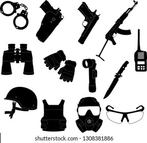 silhouette of military equipment