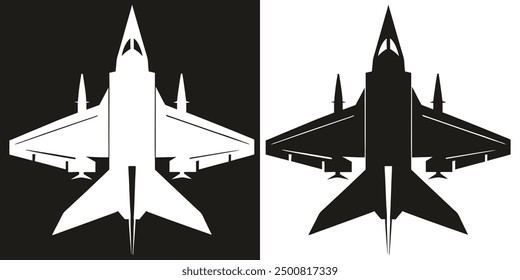 Silhouette of Military Fighter Aircraft Airplanes in Outlines. Compendium Vector Illustrations Editable Best Art Design for Logo Icon Use in High Definition Format