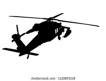 silhouette of military helicopter vector