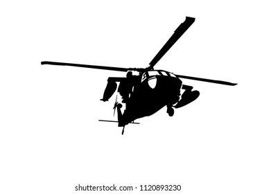 silhouette of military helicopter vector