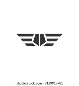 silhouette military logo and shield with wings