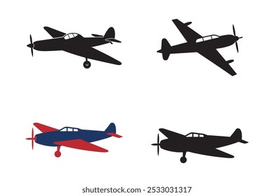 Silhueta de avião militar definir ilustração vetorial